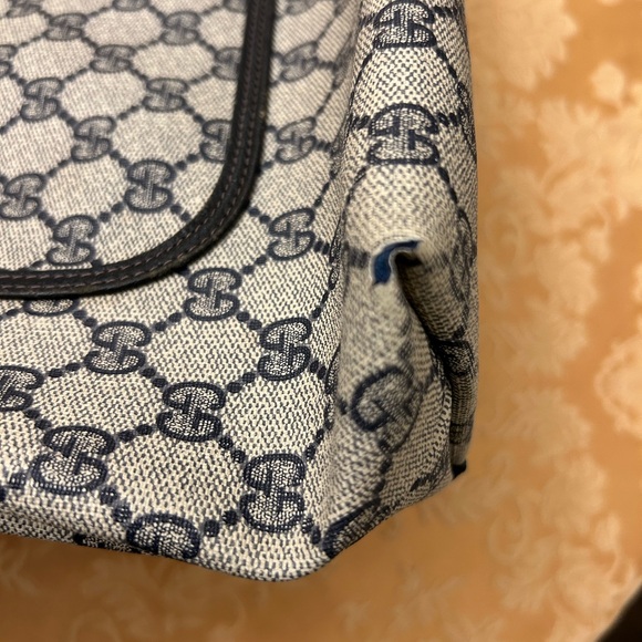 GUCCI AUTHENTIC GG CANVAS AND LEATHER SHERRY LINE TOTE - Picture 7 of 12